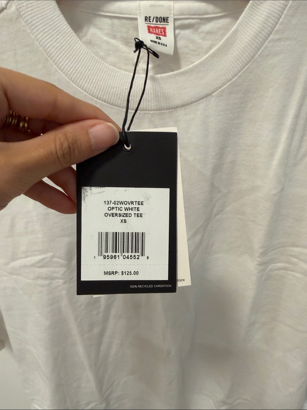 Re/Done White Crew Neck T-Shirt - Oversized - Picture 3 of 4
